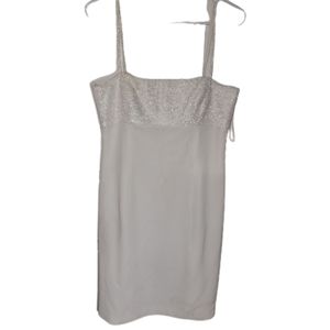 Vintage Black Tie by Oleg Cassini Beaded Empire Waist Mini Coctail Dress Cream